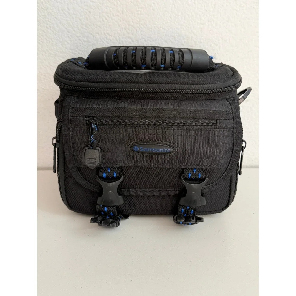 Samsonite Camera Bag Black Blue Padded Shoulder Case with Top Handle Storage